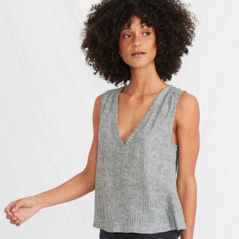 Marine Layer Linen Blend Striped Tory Tank Top XL